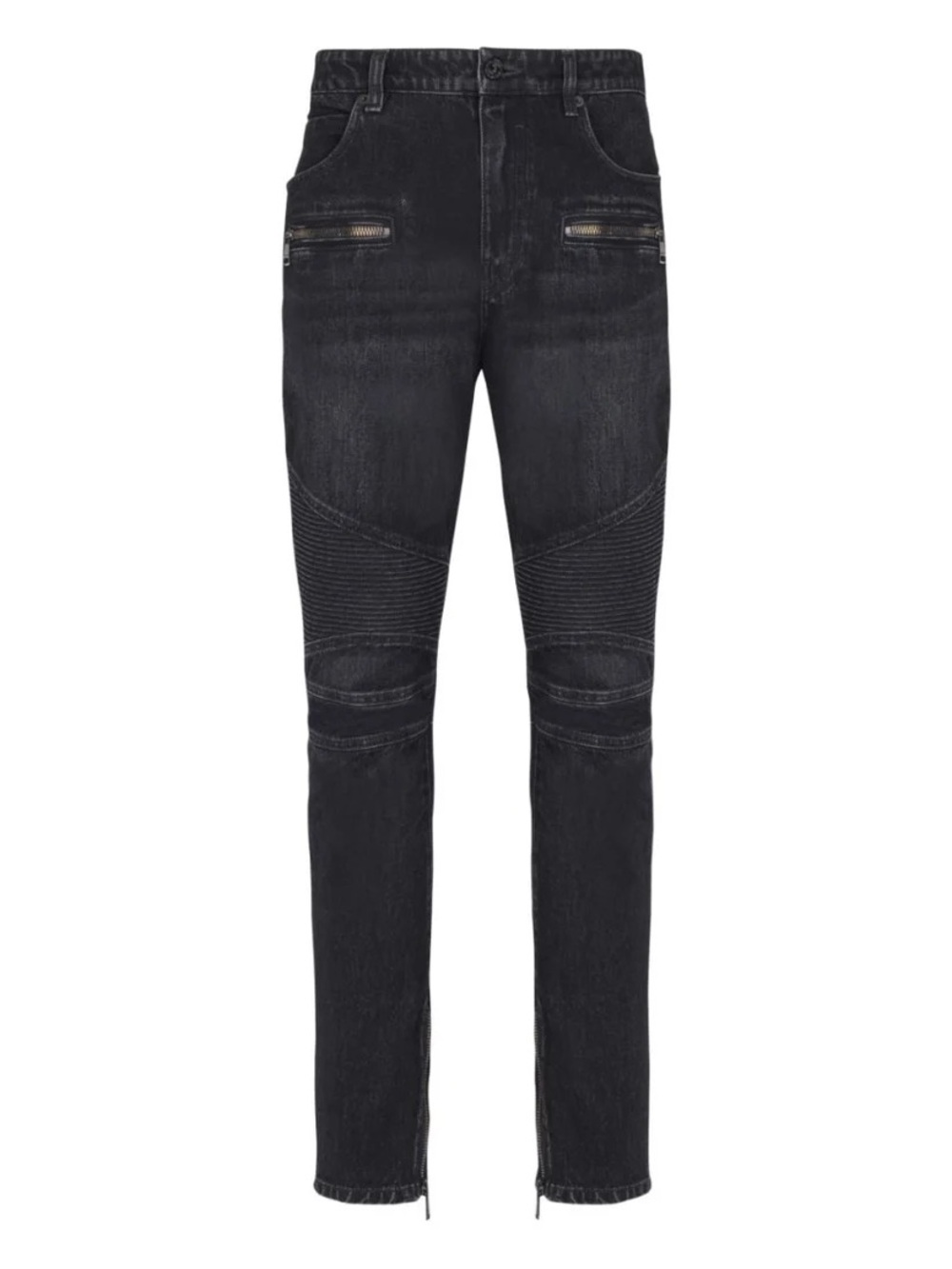 Balmain Slim-Fit Biker Jeans in Black Denim